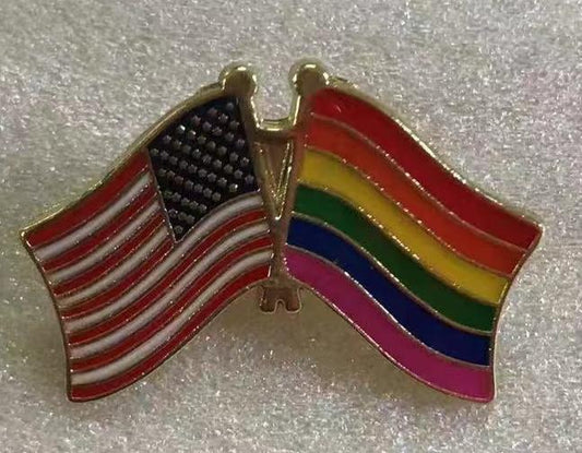 USA & Rainbow Friendship Lapel Pin