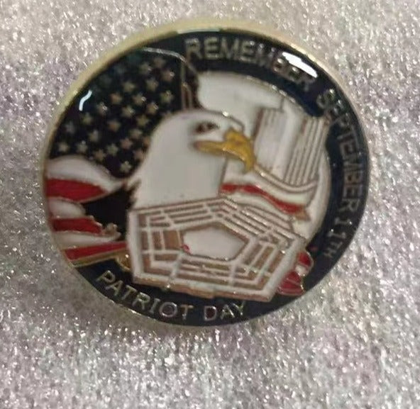 Remember September 11 Round Lapel Pin 911 Patriot Day