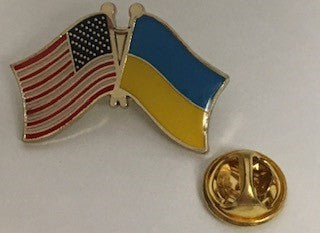 USA Ukraine Friendship Flag Lapel Pin American Ukrainian