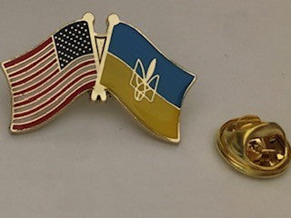 USA Ukraine Trident Friendship Flag Lapel Pin American Ukrainian Official