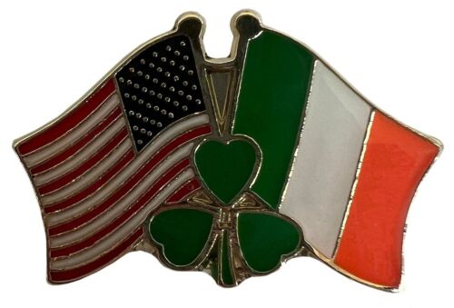 USA Ireland Shamrock Lapel Pin American Irish