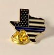 Texas State Map US Police Memorial Lapel Pin