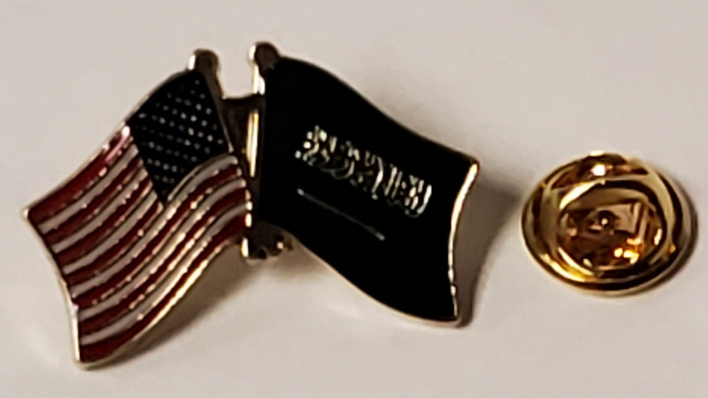 USA Saudi Arabian American Friendship Flag Lapel Pin K.S.A. U.S.A.